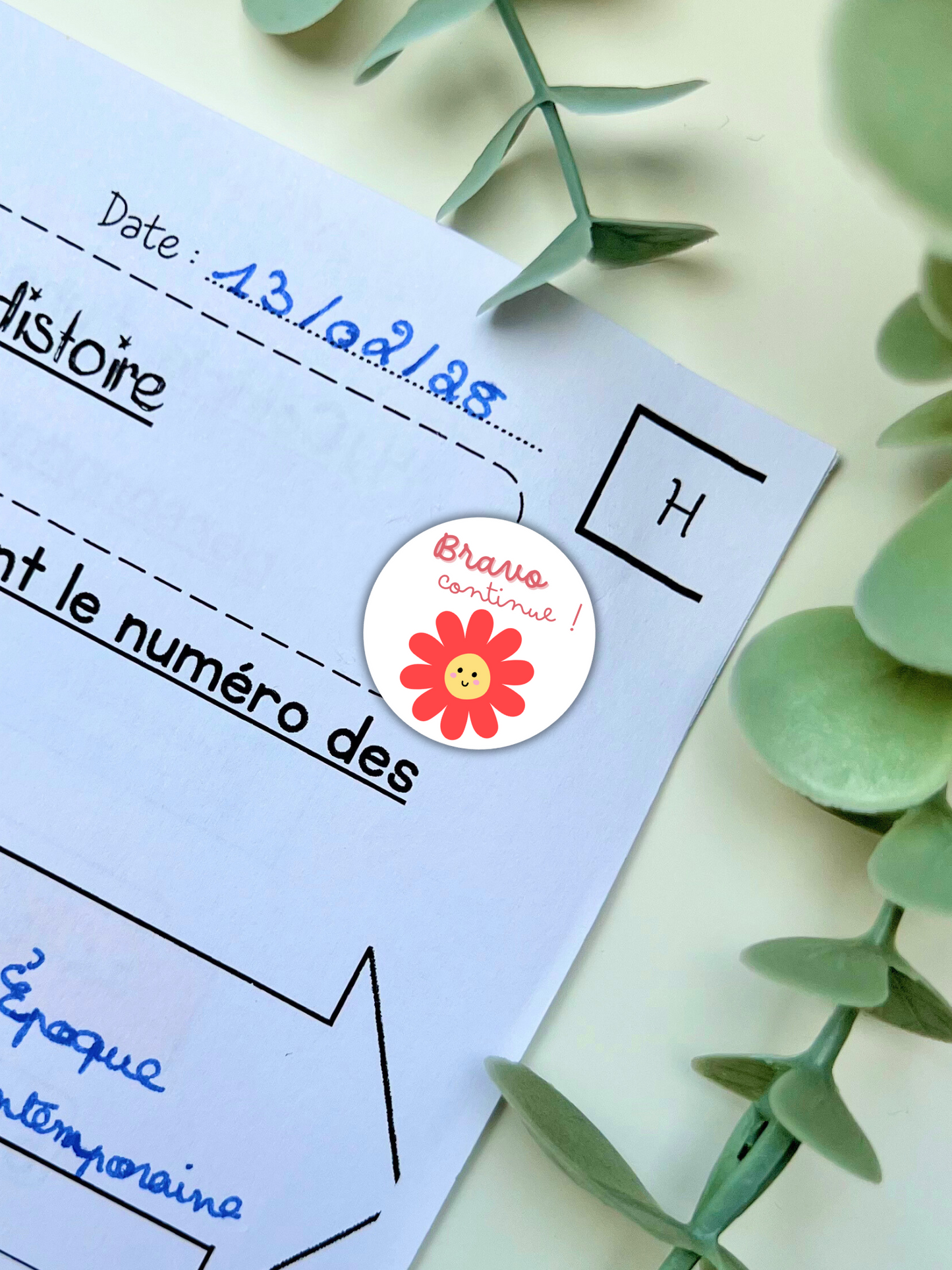 Planche de stickers fleurs "Bravo, continue"