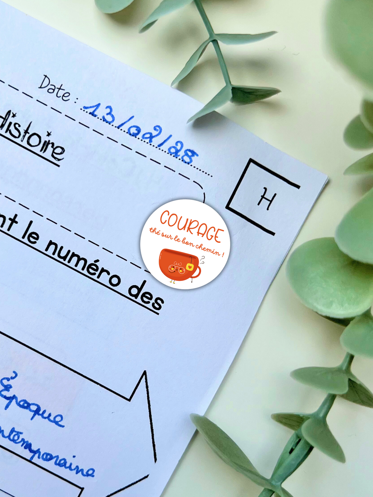 Planche de stickers "Courage, thé sur le bon chemin"
