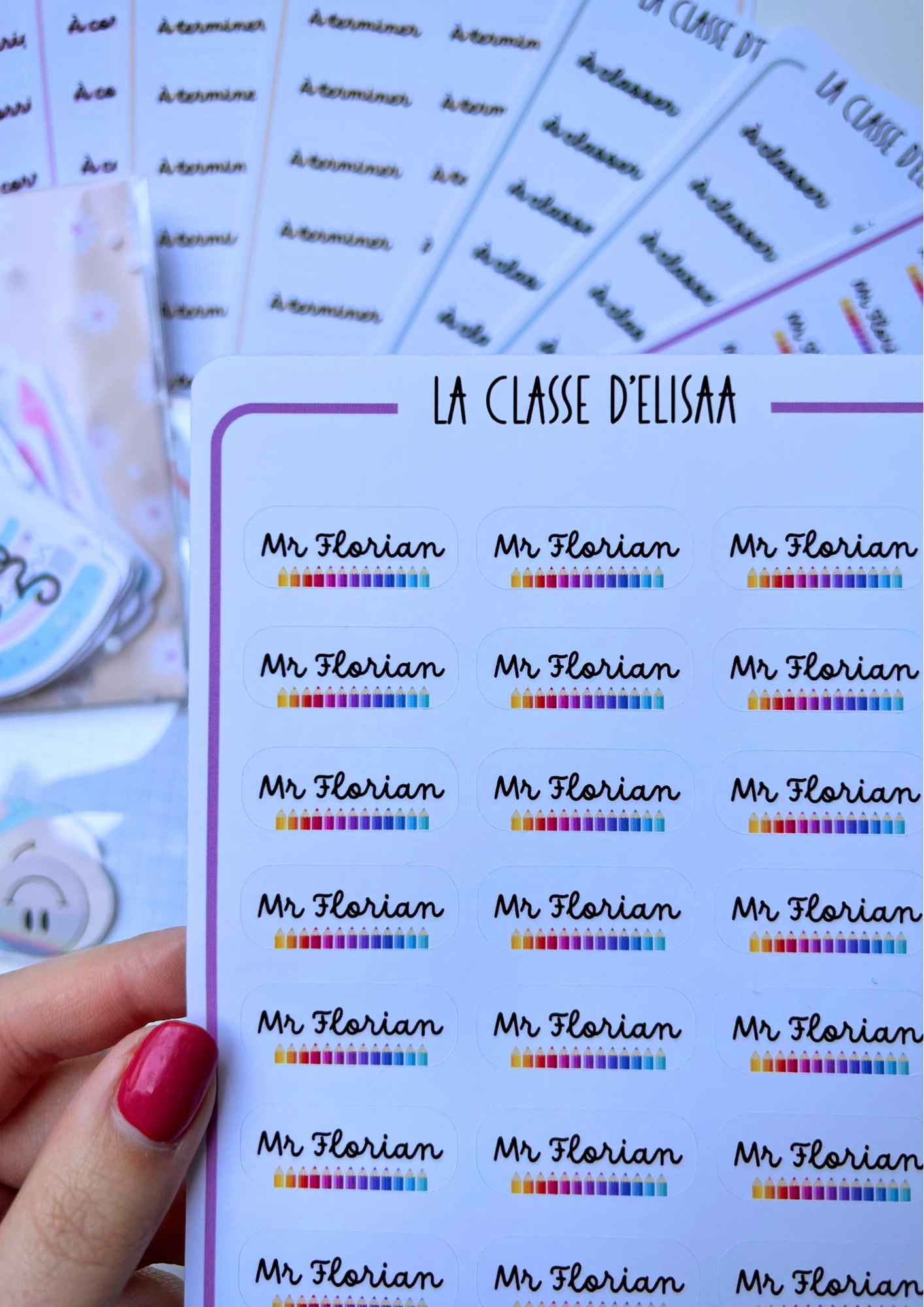 Planche de stickers personnalisée 'Mme, Mr"