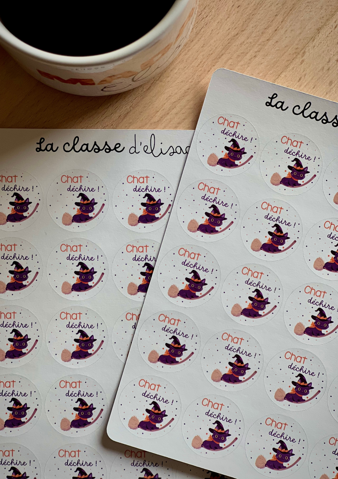 Planche de stickers " Chat déchire !"