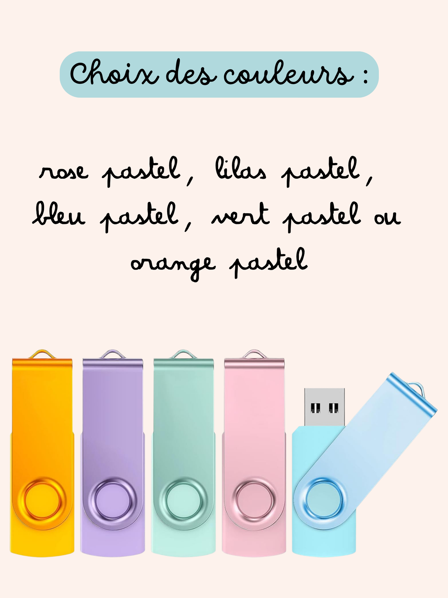 Clé USB personnalisée pastel - 8go