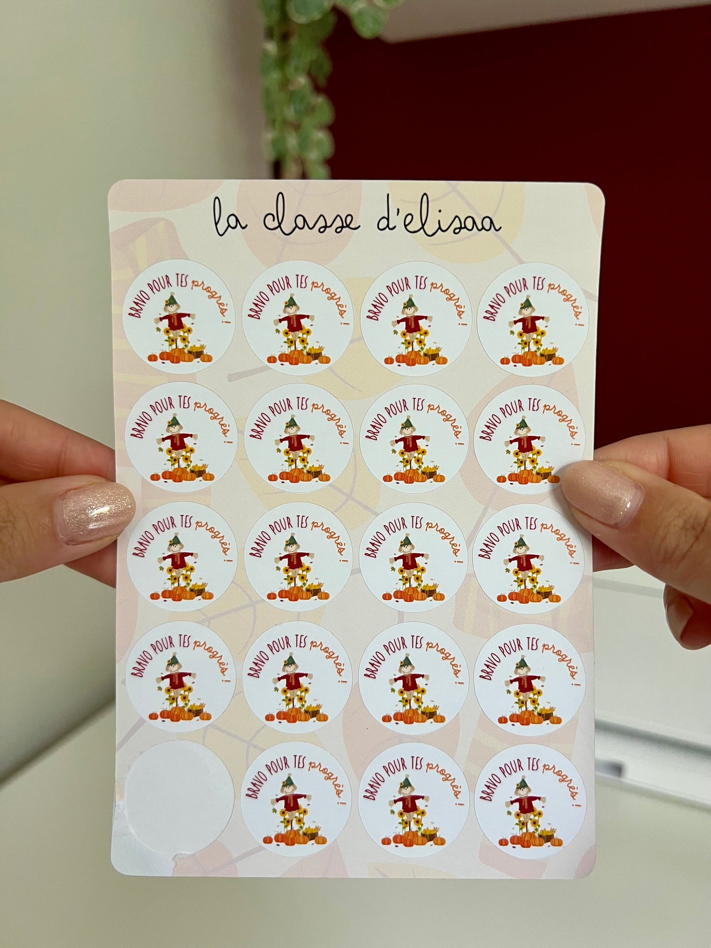 Planche imparfaite " Bravo pour tes progrès 🍁"