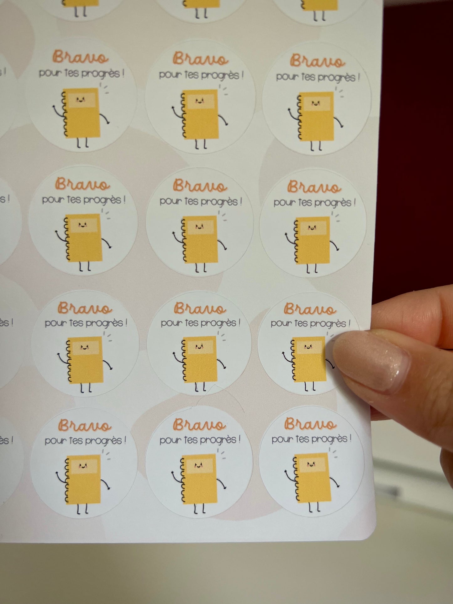 Planche imparfaite "Bravo pour tes progrès📚"