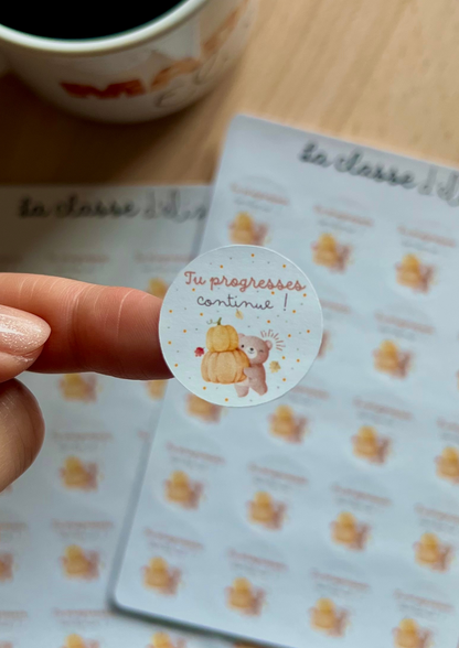Planche de stickers " Tu progresses, continue !"