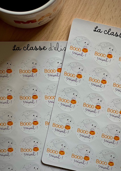 Planche de stickers " Booo travail !"