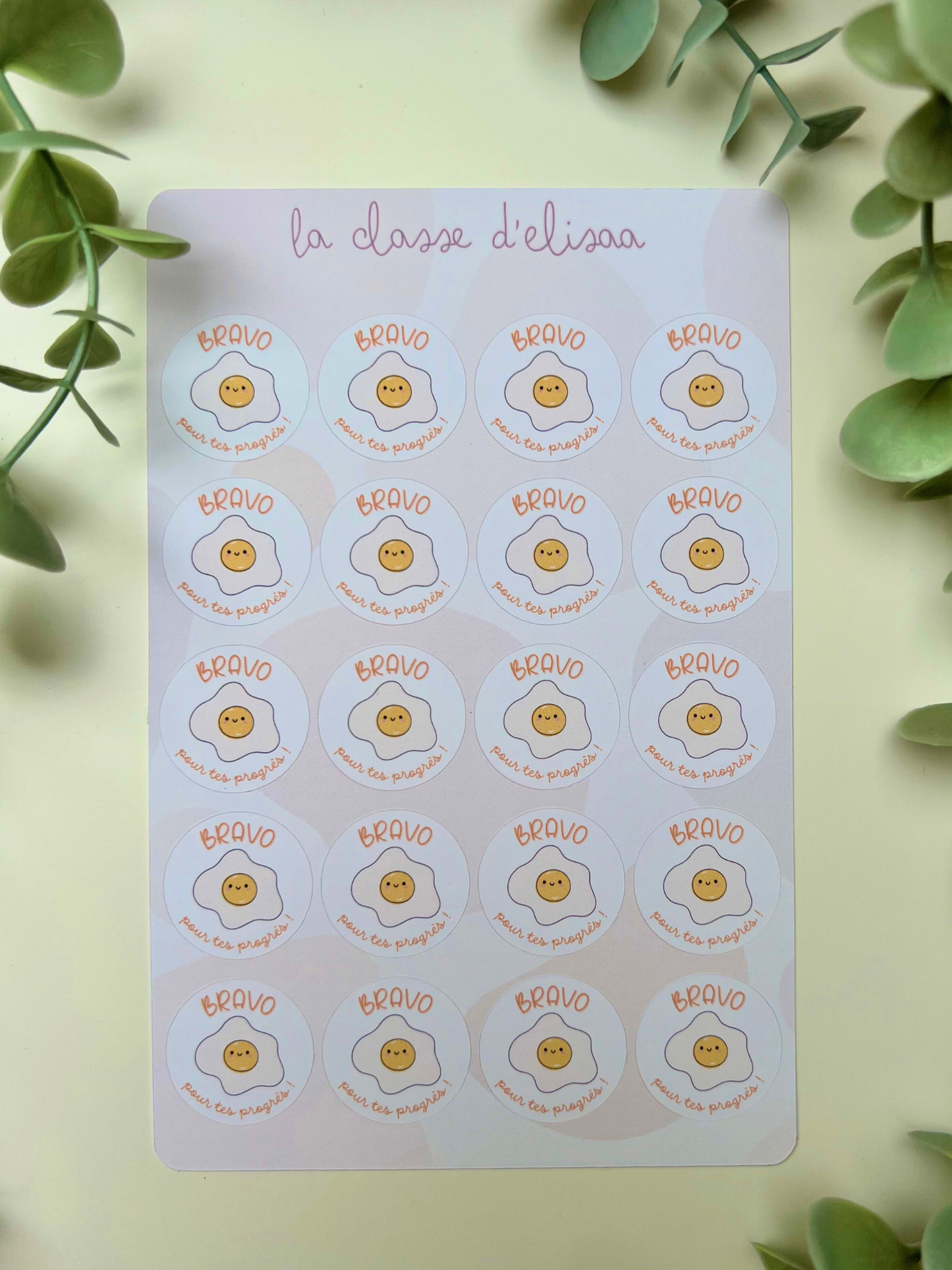 Planche de stickers "Bravo pour tes progrès"