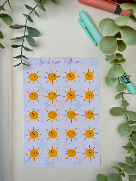Planche de stickers " Soleil printanier"