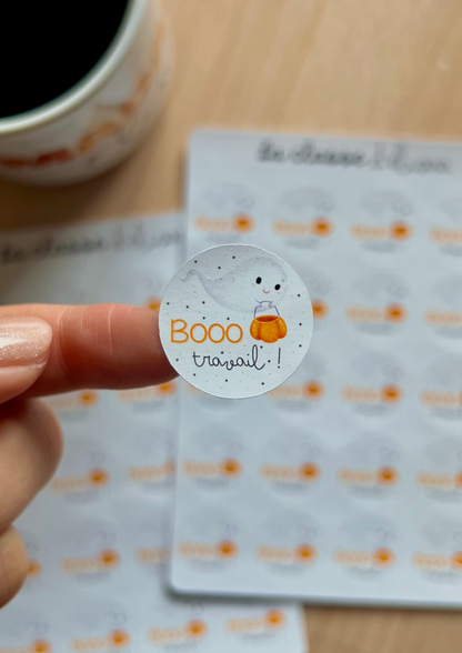 Planche de stickers " Booo travail !"