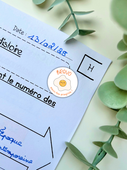 Planche de stickers "Bravo pour tes progrès"