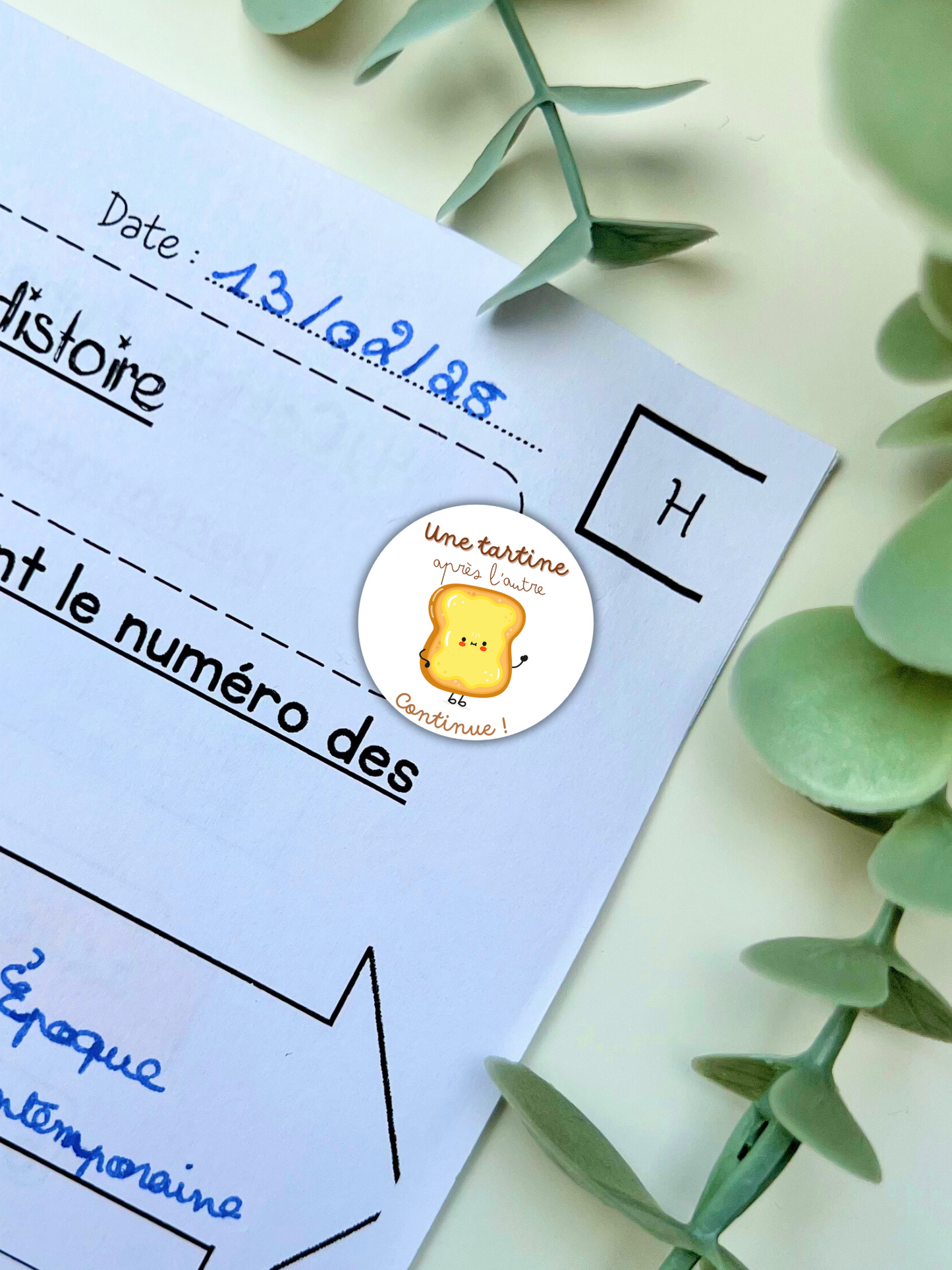 Planche de stickers "Une tartine après l'autre, continue"