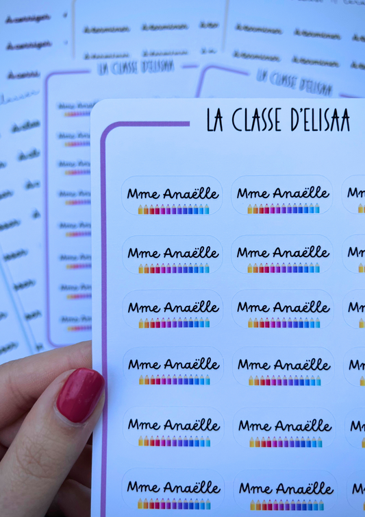 Planche de stickers personnalisée 'Mme, Mr"