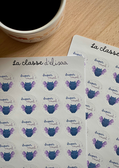 Planche de stickers "Super travail !"