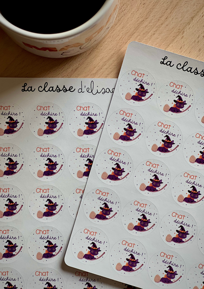 Planche de stickers " Chat déchire !"