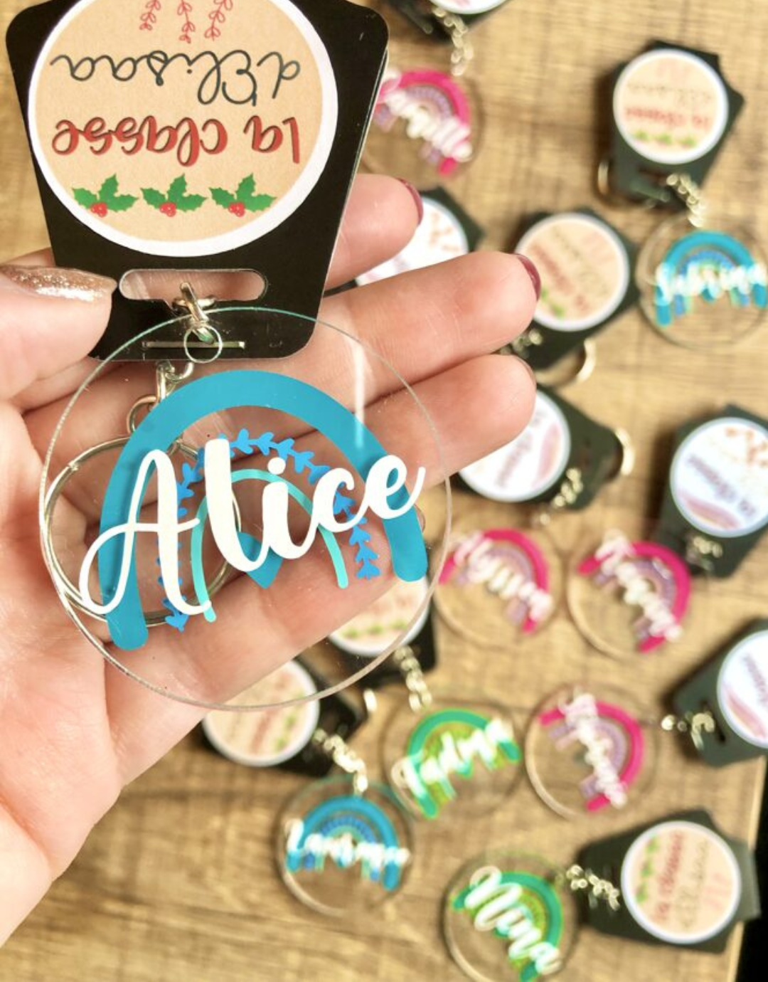 Porte-clés/bracelet Arc-en-ciel Métallique - Avec Scrunchie Offerte, Fait Main