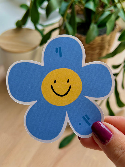Gros sticker " fleur bleue "